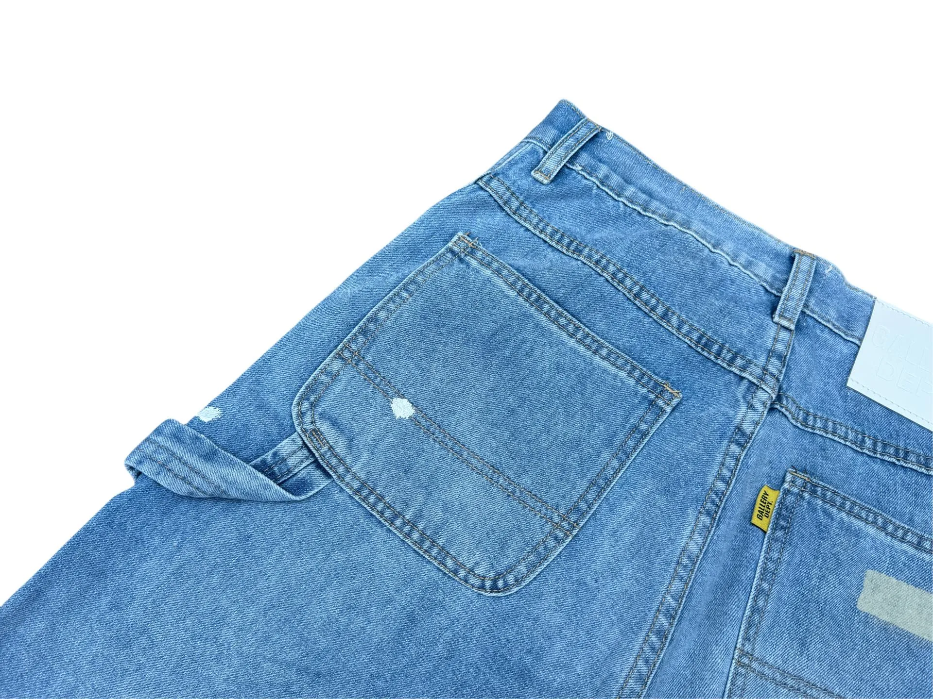 P200💰GD098 GALLERY DEPT splashing ink and paint destroying the edges, retro washed and distressed high street logging workwear denim shorts Workmanship: original accessories Customized original Logo buttons YKK zippers 6 complete labels Original hang tag Color: blue Size: S-XXL (28 30 32 34 36)